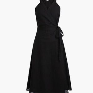 J. Crew Black Linen Wrap Dress